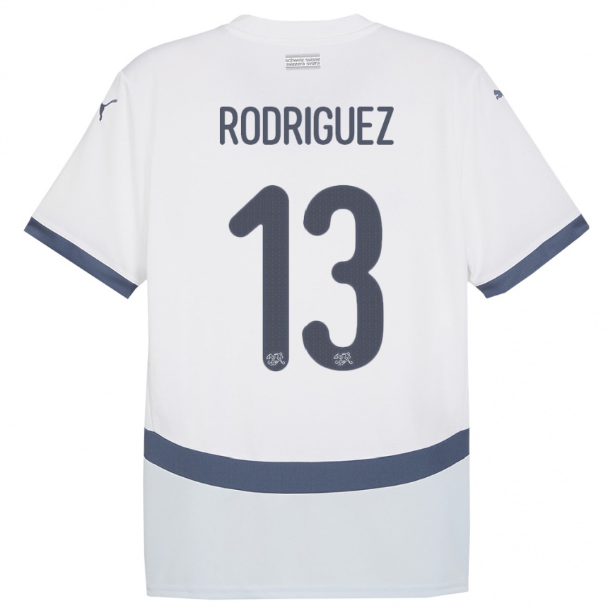 キッズフットボールスイスリカルド・イヴァン・ロドリゲス・アラジャ#13白アウェイシャツ24-26ジャージーユニフォーム