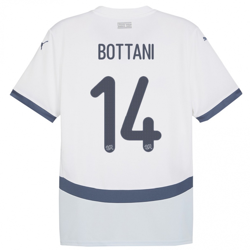 キッズフットボールスイスマッティア・ボッタニ#14白アウェイシャツ24-26ジャージーユニフォーム