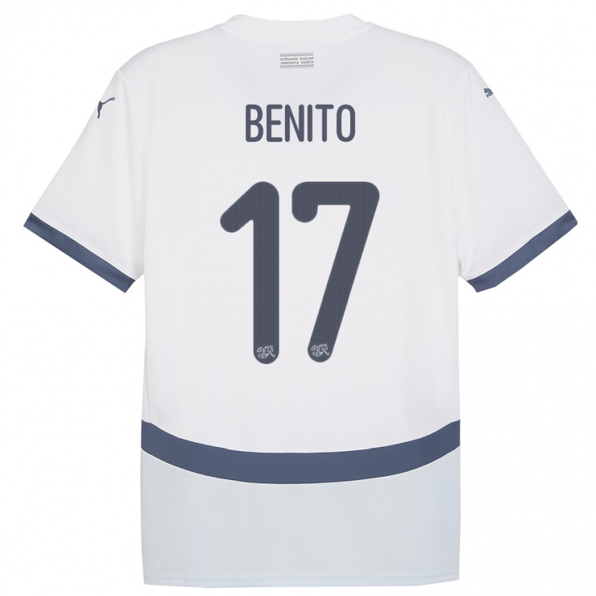 キッズフットボールスイスロリス・ベニト#17白アウェイシャツ24-26ジャージーユニフォーム