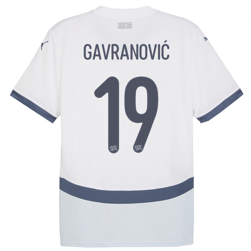 キッズフットボールスイスマリオ・ガヴラノヴィッチ#19白アウェイシャツ24-26ジャージーユニフォーム