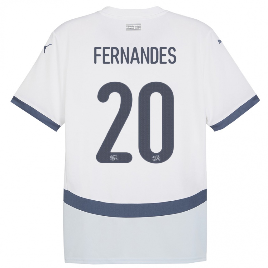 キッズフットボールスイスエジミウソン・フェルナンデス#20白アウェイシャツ24-26ジャージーユニフォーム