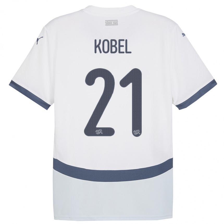 キッズフットボールスイスグレゴール・コベル#21白アウェイシャツ24-26ジャージーユニフォーム