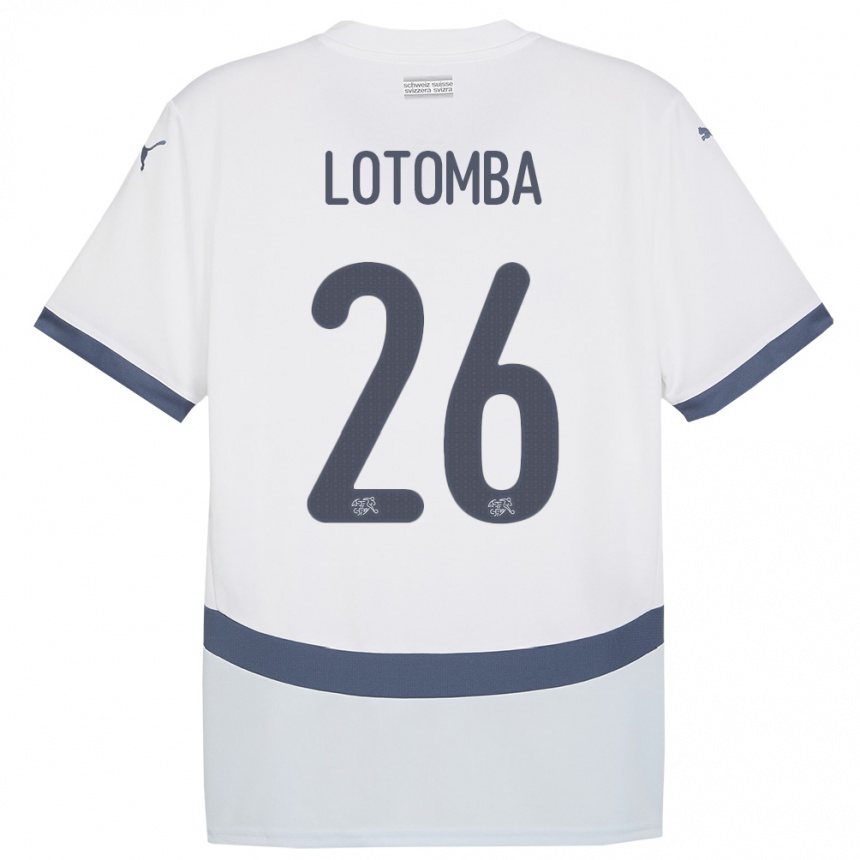 キッズフットボールスイスジョルダン・ロトンバ#26白アウェイシャツ24-26ジャージーユニフォーム