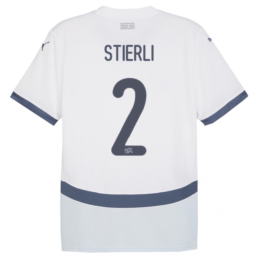 キッズフットボールスイスジュリア・スティエリ#2白アウェイシャツ24-26ジャージーユニフォーム
