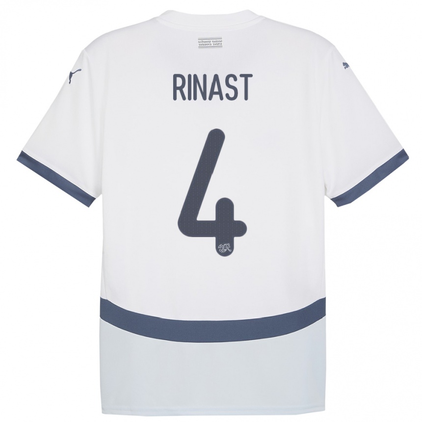キッズフットボールスイスレイチェル・リナスト#4白アウェイシャツ24-26ジャージーユニフォーム