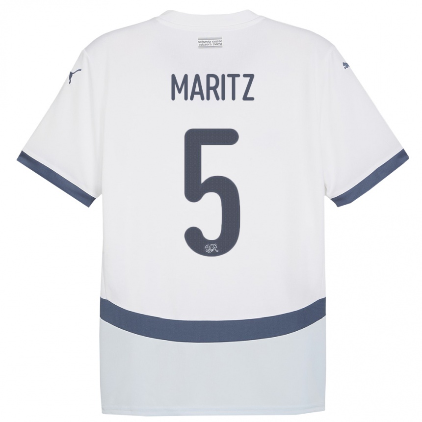 キッズフットボールスイスノエル・マリッツ#5白アウェイシャツ24-26ジャージーユニフォーム