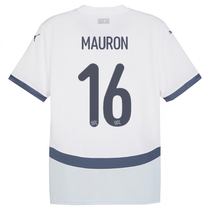 キッズフットボールスイスサンドリン・モーロン#16白アウェイシャツ24-26ジャージーユニフォーム