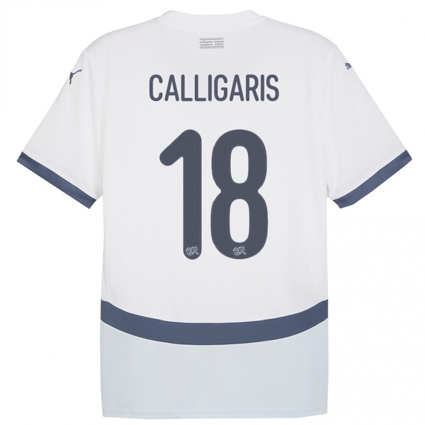 キッズフットボールスイスヴィオラ・カリガリス#18白アウェイシャツ24-26ジャージーユニフォーム
