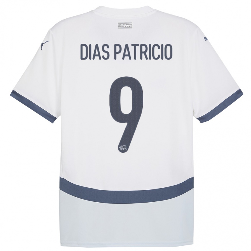 キッズフットボールスイスアレクサンドル・ディーアス・パトリシオ#9白アウェイシャツ24-26ジャージーユニフォーム
