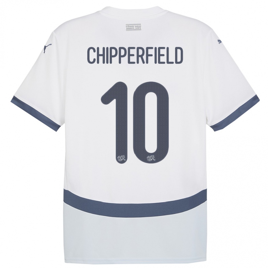 キッズフットボールスイスリアム・チッパーフィールド#10白アウェイシャツ24-26ジャージーユニフォーム