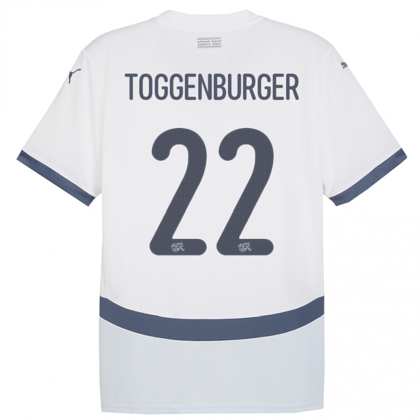 キッズフットボールスイスナンド・トッゲンバーガー#22白アウェイシャツ24-26ジャージーユニフォーム