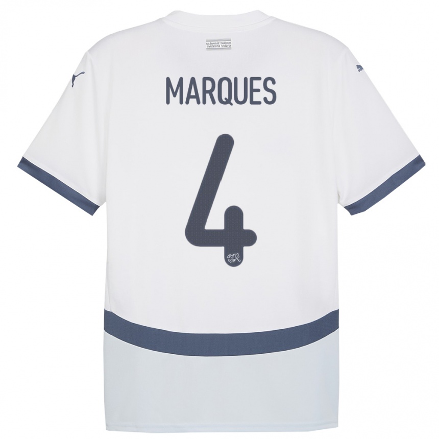 キッズフットボールスイスクリスティアン・マルケス#4白アウェイシャツ24-26ジャージーユニフォーム