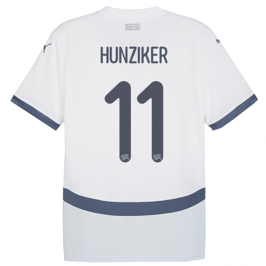 キッズフットボールスイスアンドリン・ハンジカー#11白アウェイシャツ24-26ジャージーユニフォーム
