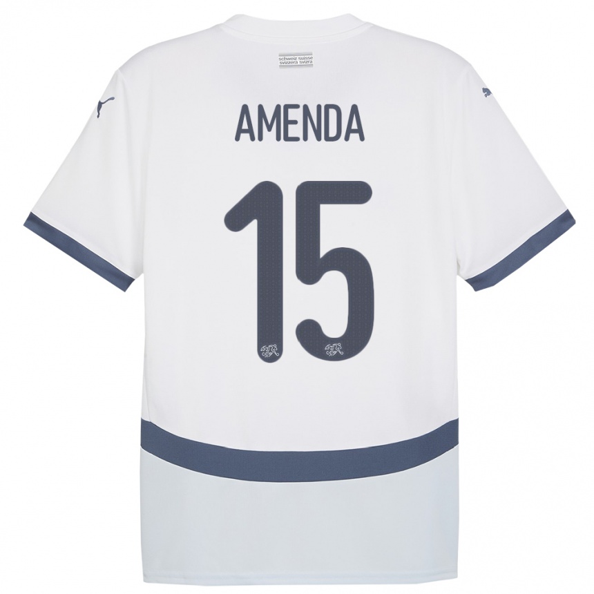 キッズフットボールスイスオーレル・アメンダ#15白アウェイシャツ24-26ジャージーユニフォーム