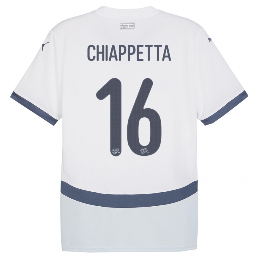 キッズフットボールスイスカーマイン・チアペッタ#16白アウェイシャツ24-26ジャージーユニフォーム