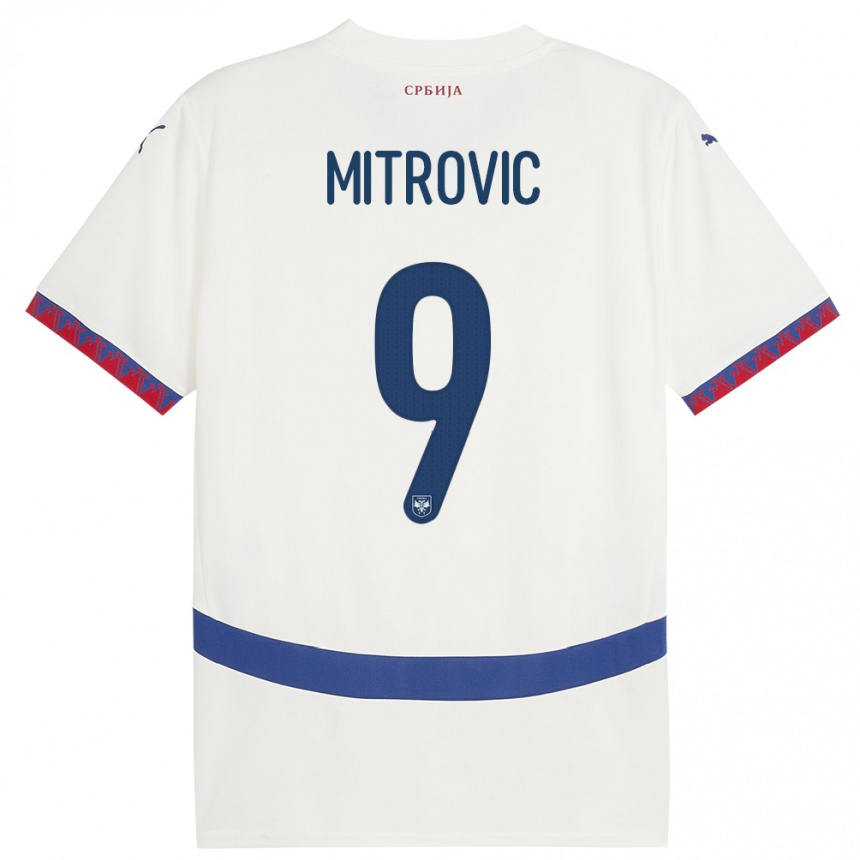 キッズフットボールセルビアアレクサンダル・ミトロヴィッチ#9白アウェイシャツ24-26ジャージーユニフォーム