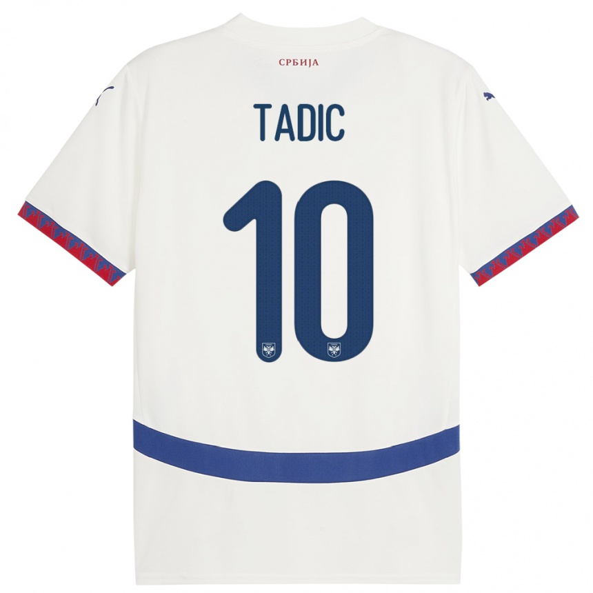 キッズフットボールセルビアドゥシャン・タディッチ #10白アウェイシャツ24-26ジャージーユニフォーム