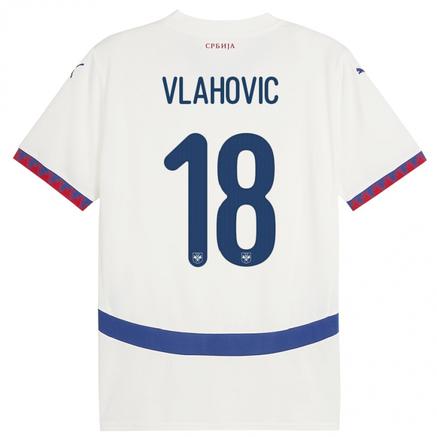 キッズフットボールセルビアドゥシャン・ヴラホヴィッチ#18白アウェイシャツ24-26ジャージーユニフォーム