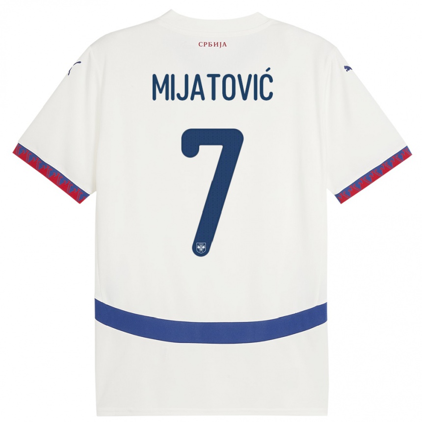 キッズフットボールセルビアミリカ・ミヤトビッチ#7白アウェイシャツ24-26ジャージーユニフォーム