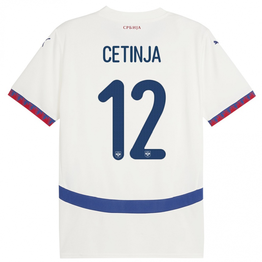 キッズフットボールセルビアサラ・セティニャ#12白アウェイシャツ24-26ジャージーユニフォーム