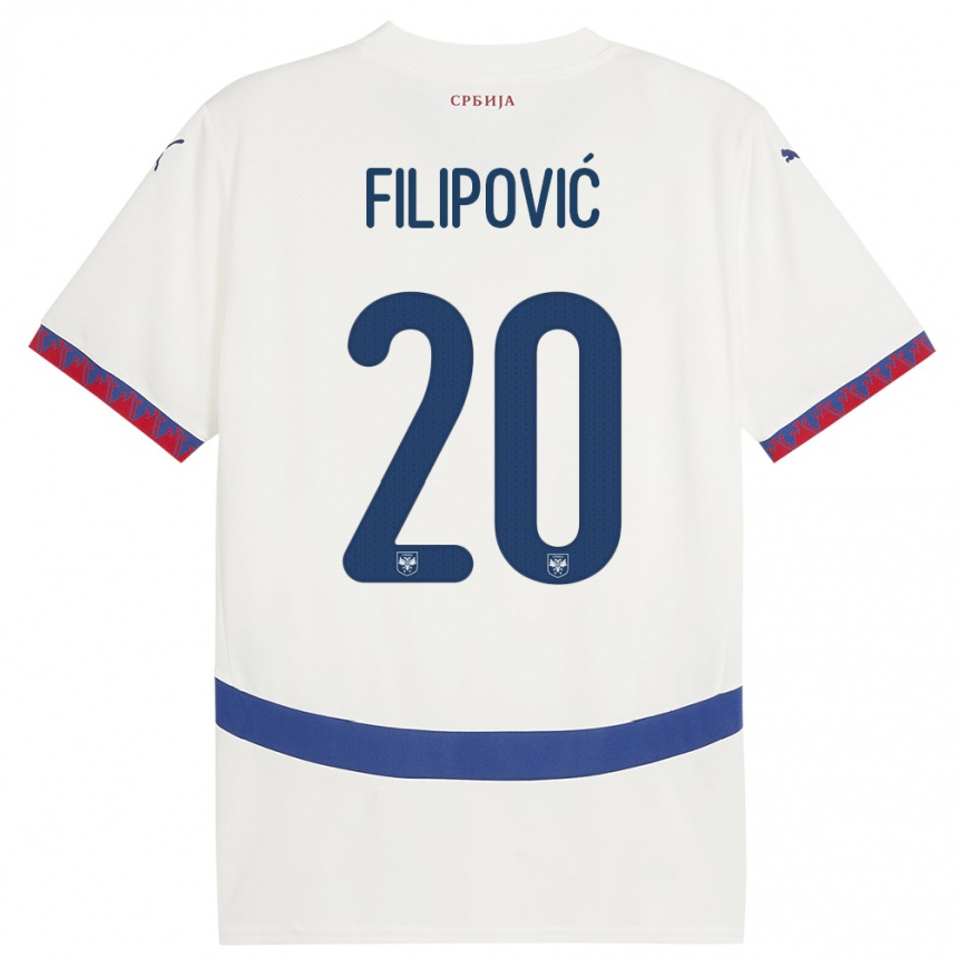 キッズフットボールセルビアティヤナ・フィリポビッチ#20白アウェイシャツ24-26ジャージーユニフォーム