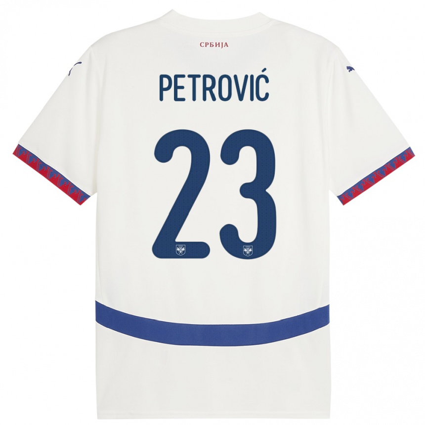 キッズフットボールセルビアヨバナ・ペトロヴィッチ#23白アウェイシャツ24-26ジャージーユニフォーム