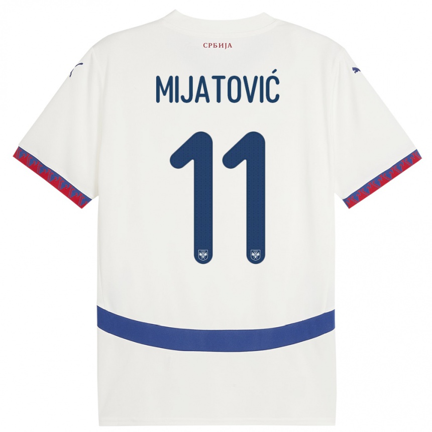 キッズフットボールセルビアヨヴァン・ミヤトヴィッチ#11白アウェイシャツ24-26ジャージーユニフォーム