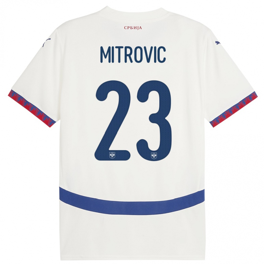 キッズフットボールセルビアヴク・ミトロビッチ#23白アウェイシャツ24-26ジャージーユニフォーム