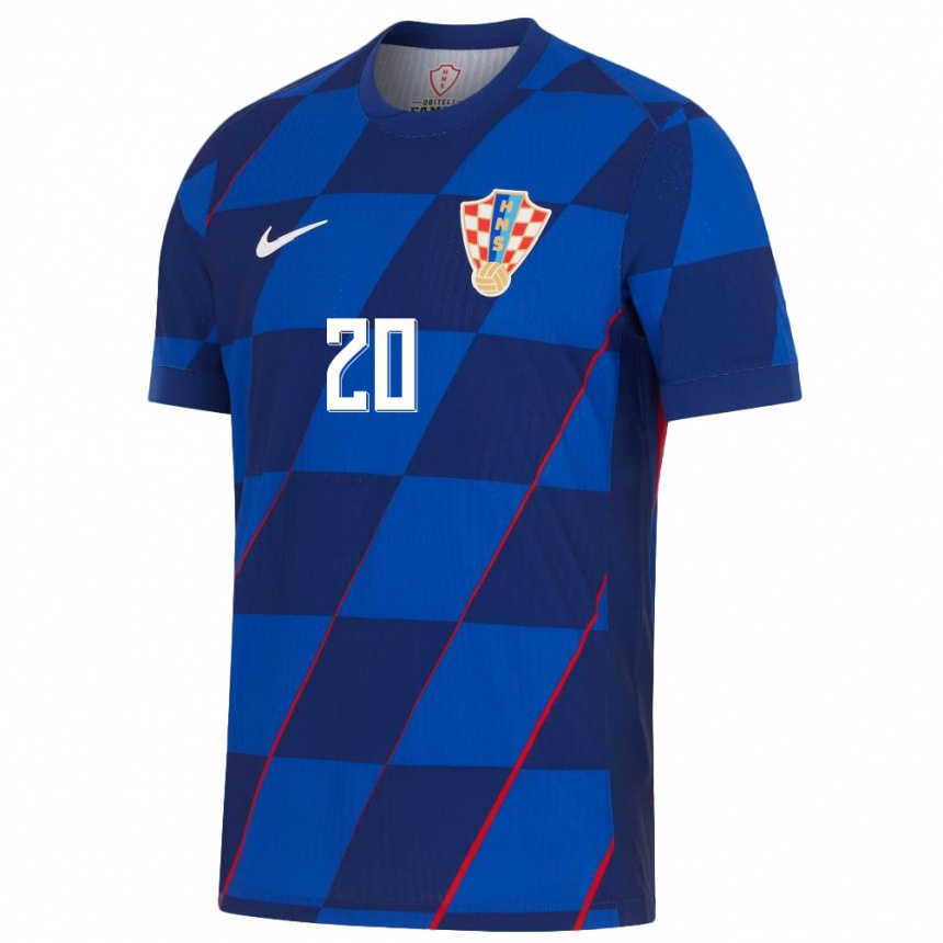 キッズフットボールクロアチアニカ・ペタリック#20青アウェイシャツ24-26ジャージーユニフォーム
