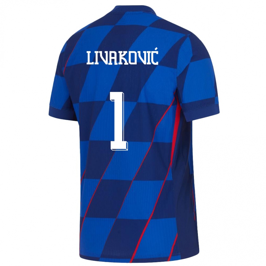 キッズフットボールクロアチアドミニク・リヴァコヴィッチ#1青アウェイシャツ24-26ジャージーユニフォーム