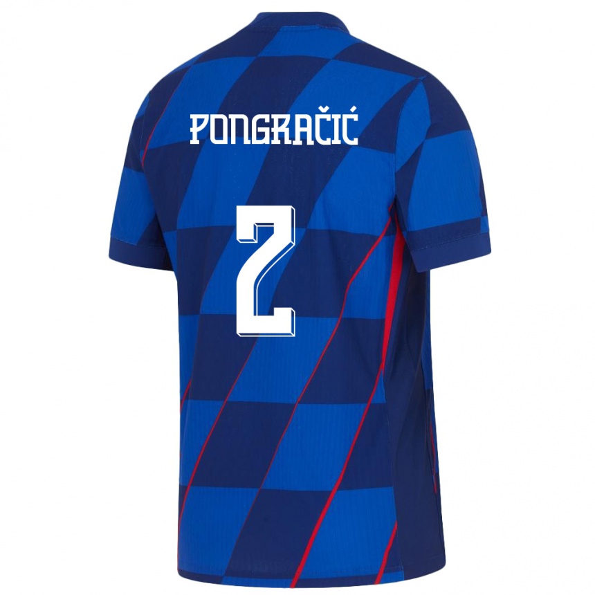 キッズフットボールクロアチアマリン・ポングラチッチ#2青アウェイシャツ24-26ジャージーユニフォーム
