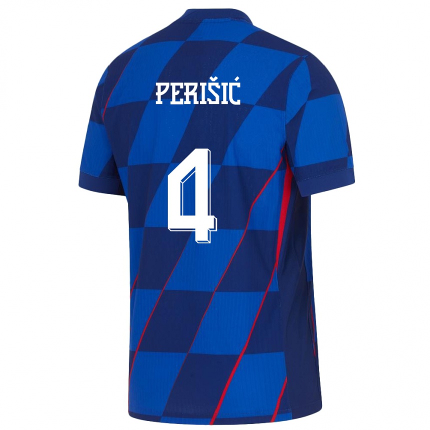 キッズフットボールクロアチアイヴァン・ペリシッチ#4青アウェイシャツ24-26ジャージーユニフォーム