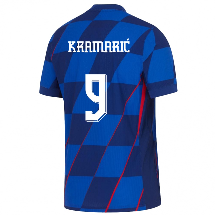 キッズフットボールクロアチアアンドレイ・クラマリッチ#9青アウェイシャツ24-26ジャージーユニフォーム