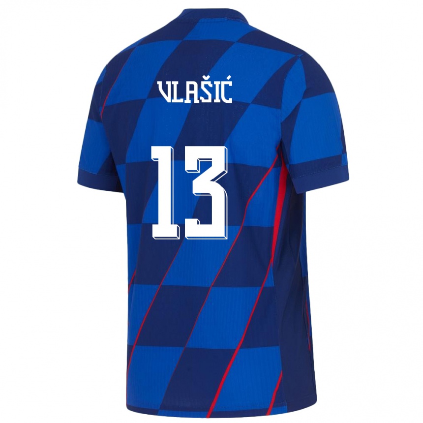 キッズフットボールクロアチアニコラ・ヴラシッチ#13青アウェイシャツ24-26ジャージーユニフォーム