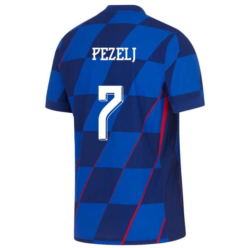 キッズフットボールクロアチアペトラ・ペゼリ#7青アウェイシャツ24-26ジャージーユニフォーム