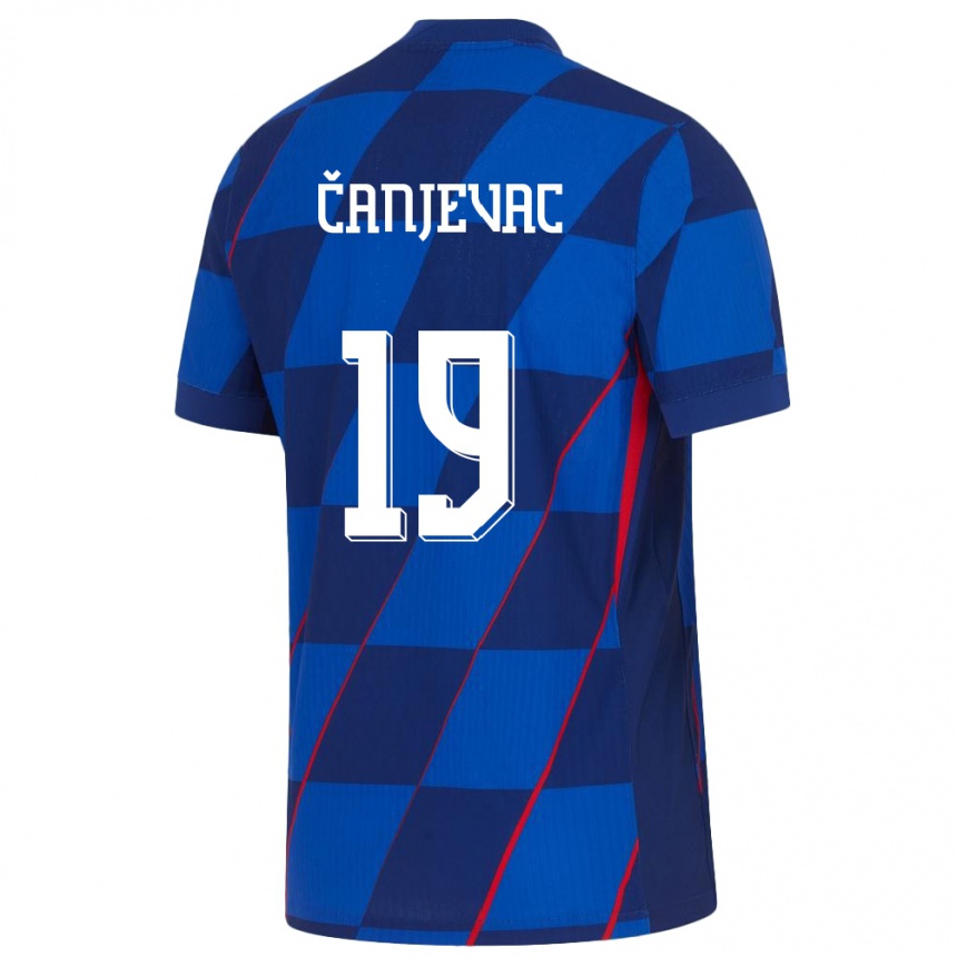 キッズフットボールクロアチアジャンジャ・カンイェヴァク#19青アウェイシャツ24-26ジャージーユニフォーム
