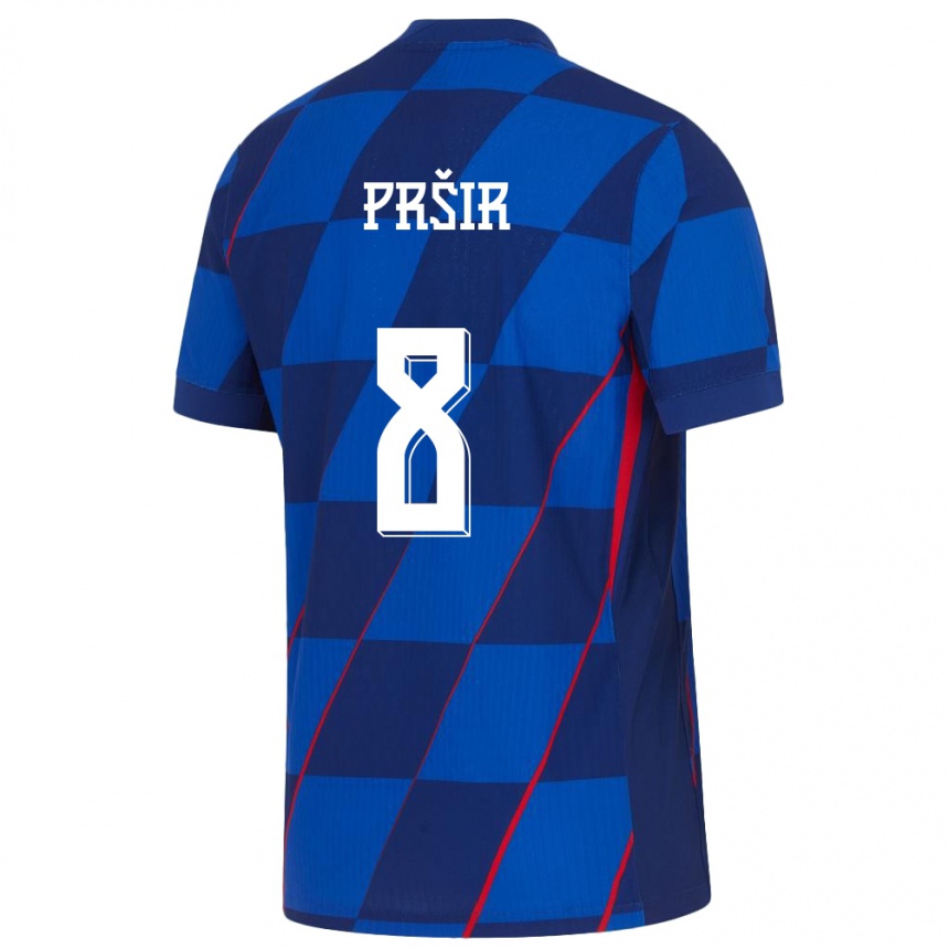 キッズフットボールクロアチアジュリカ・プリシル#8青アウェイシャツ24-26ジャージーユニフォーム