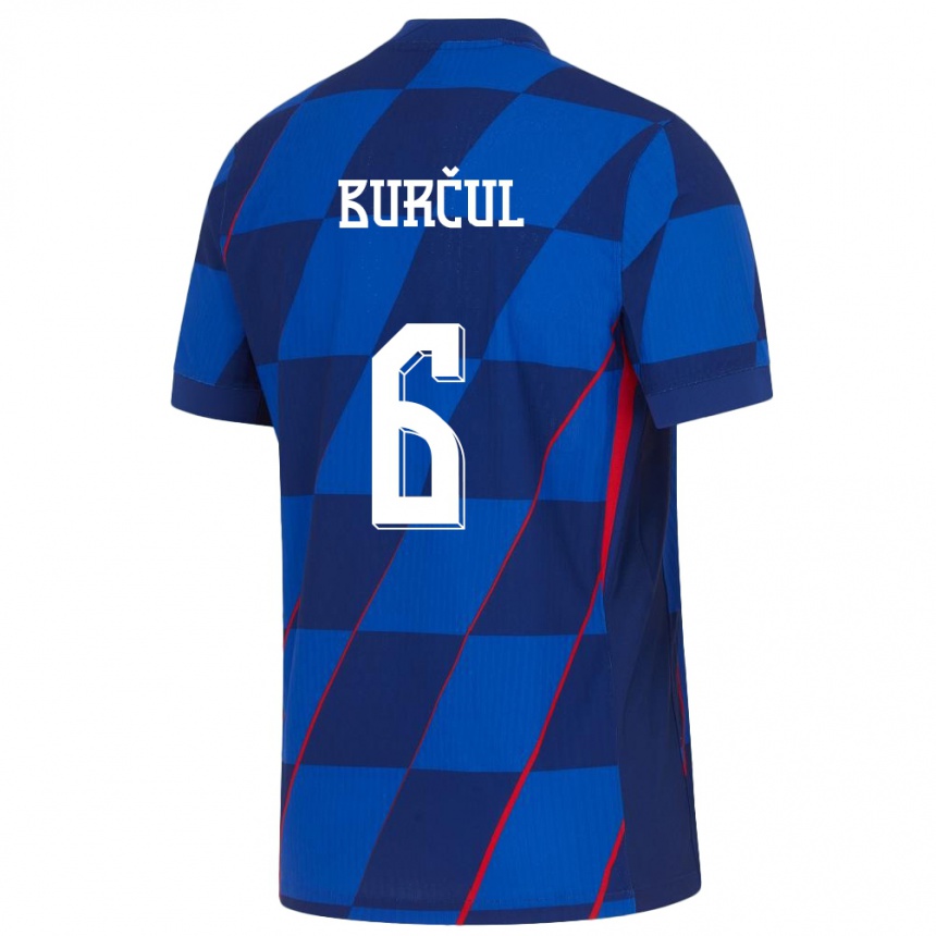 キッズフットボールクロアチアブルーノ・ブルクル#6青アウェイシャツ24-26ジャージーユニフォーム