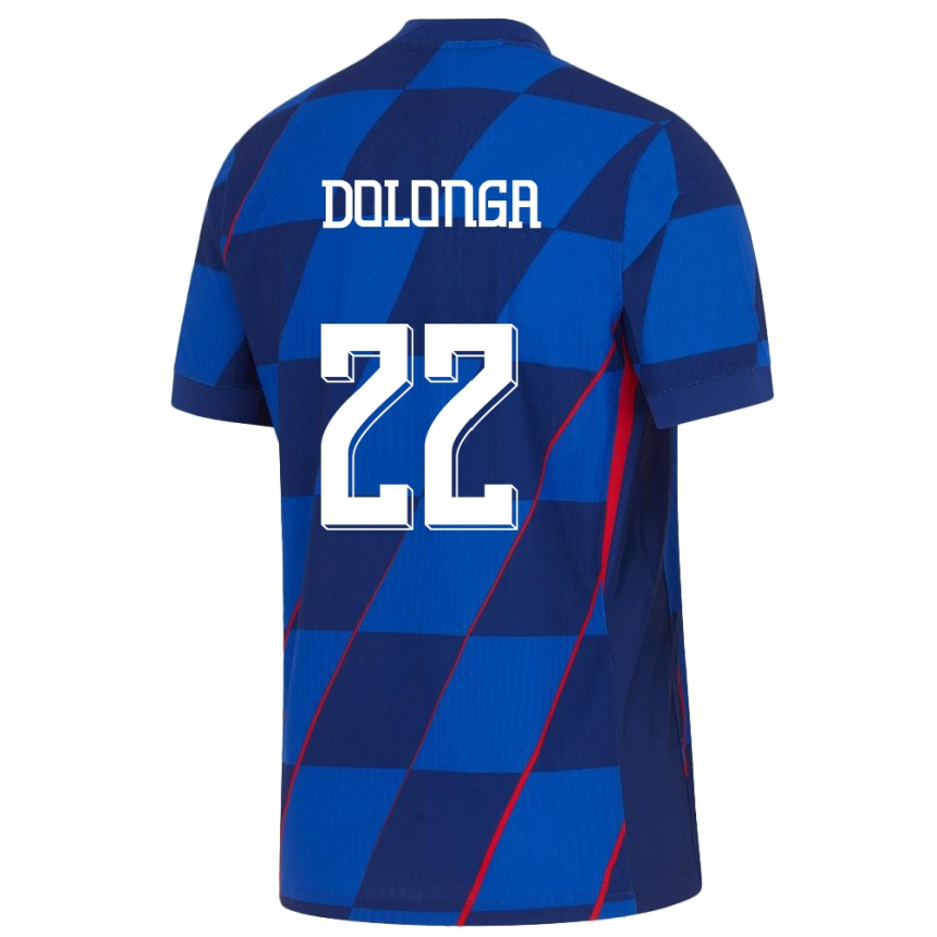 キッズフットボールクロアチアニコ・ドロンガ#22青アウェイシャツ24-26ジャージーユニフォーム