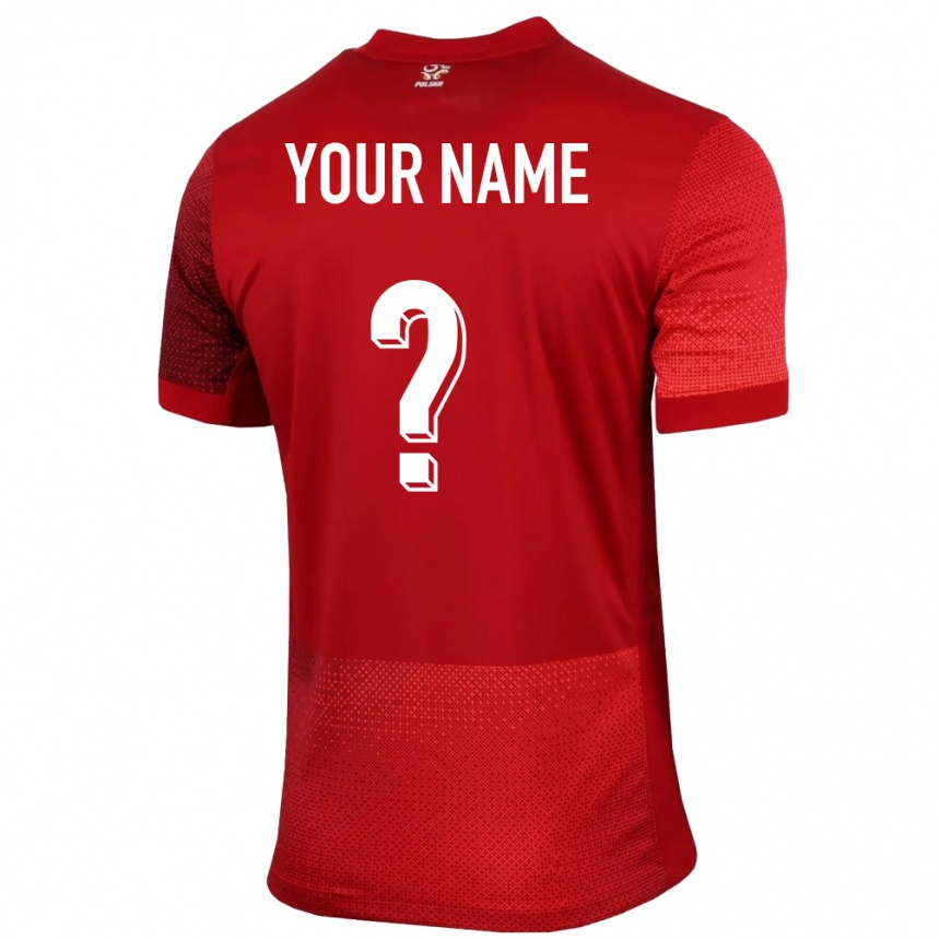 キッズフットボールポーランドあなたの名前#0赤アウェイシャツ24-26ジャージーユニフォーム