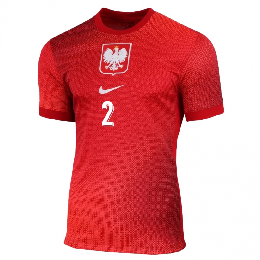 キッズフットボールポーランドドミニク・ザラ#2赤アウェイシャツ24-26ジャージーユニフォーム
