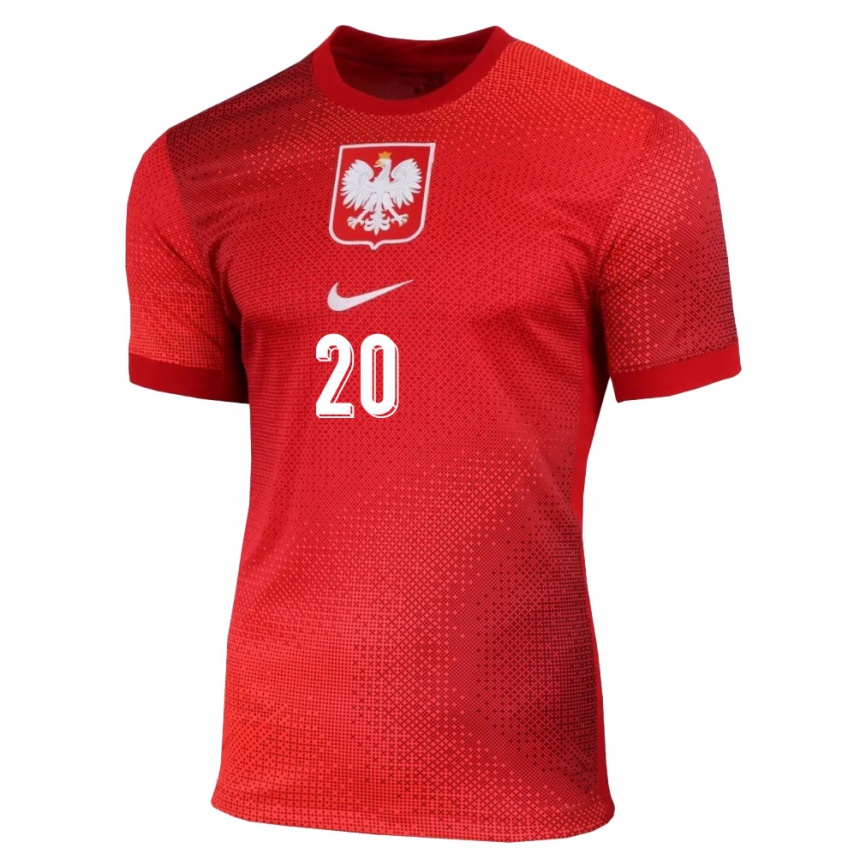 キッズフットボールポーランドカッペル・ドゥダ#20赤アウェイシャツ24-26ジャージーユニフォーム