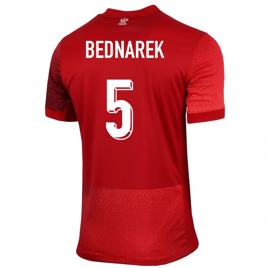 キッズフットボールポーランドヤン・ベドナレク#5赤アウェイシャツ24-26ジャージーユニフォーム