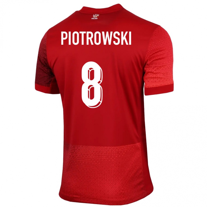 キッズフットボールポーランドヤクブ・ピョトロフスキ#8赤アウェイシャツ24-26ジャージーユニフォーム