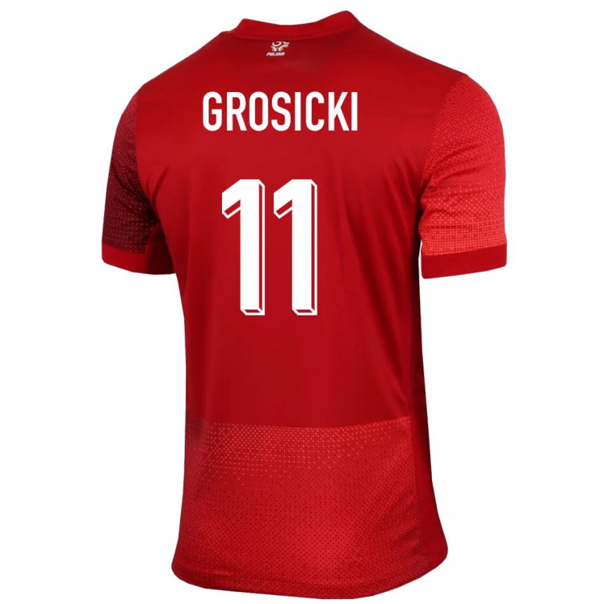 キッズフットボールポーランドカミル・グロシツキ#11赤アウェイシャツ24-26ジャージーユニフォーム