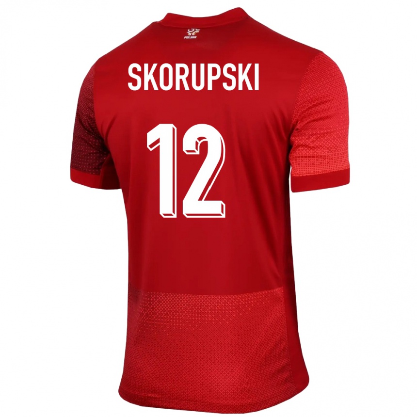 キッズフットボールポーランドウカシュ・スコルプスキ#12赤アウェイシャツ24-26ジャージーユニフォーム