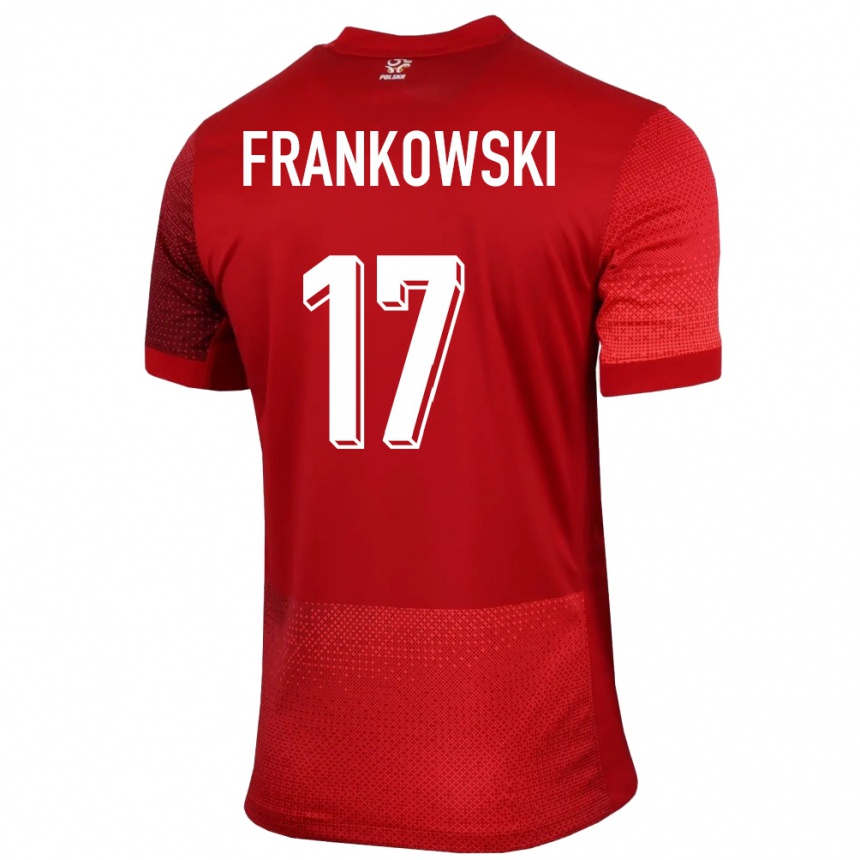 キッズフットボールポーランドプジェミスワフ・フランコフスキ#17赤アウェイシャツ24-26ジャージーユニフォーム