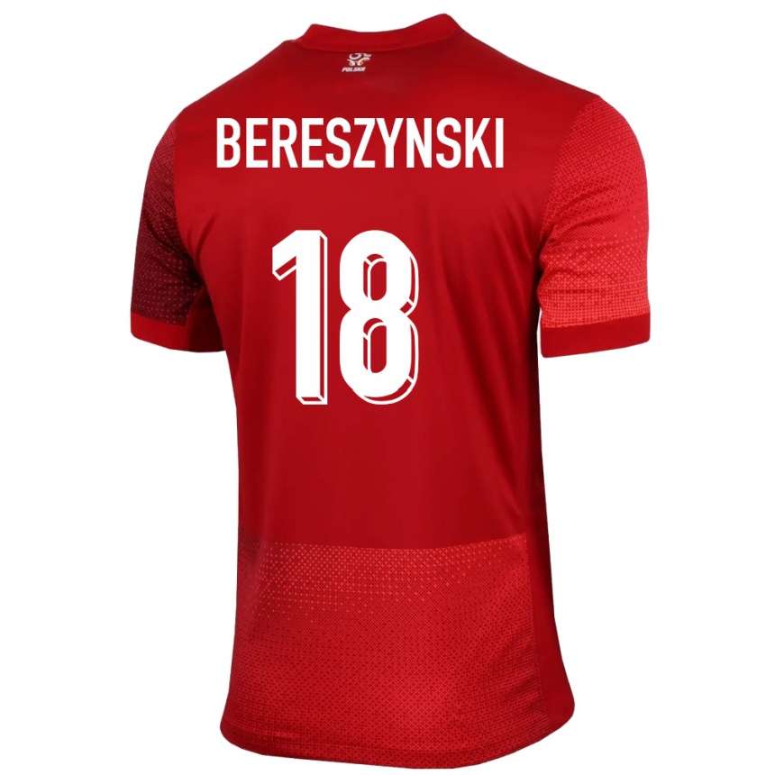 キッズフットボールポーランドバルトシュ・ベレシンスキ#18赤アウェイシャツ24-26ジャージーユニフォーム