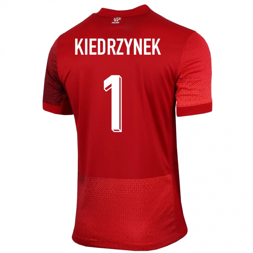 キッズフットボールポーランドカタジナ・カイドリネック#1赤アウェイシャツ24-26ジャージーユニフォーム