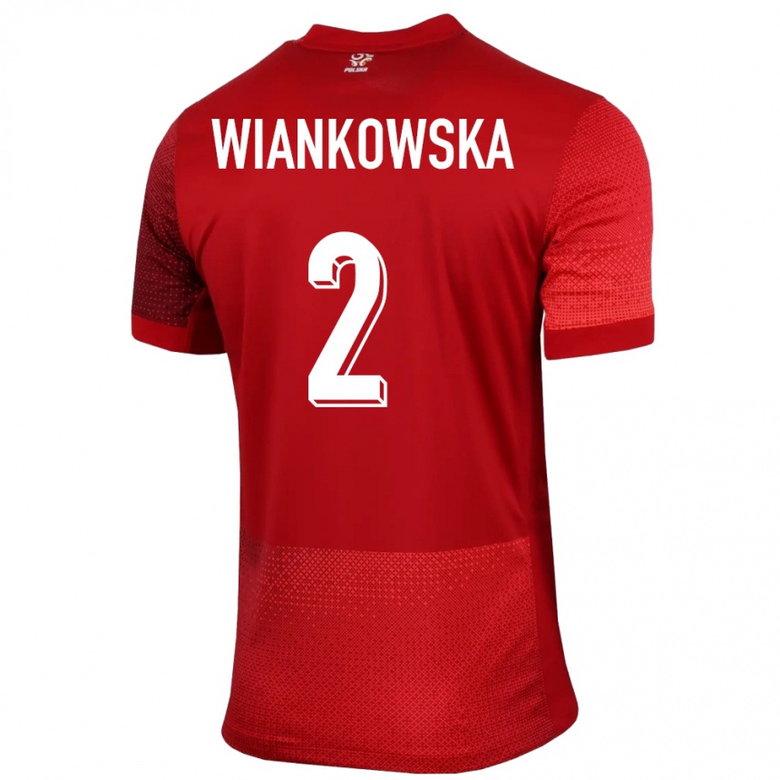 キッズフットボールポーランドマルティナ・ヴィアンコウスカ#2赤アウェイシャツ24-26ジャージーユニフォーム
